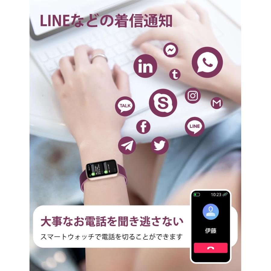 SHANG WING スマートウォッチ レディース iphone対応 アンドロイド対応 