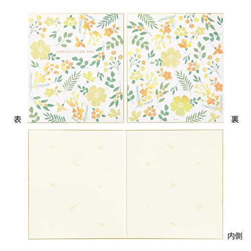 ミドリ 色紙 カラー色紙 シール付 半透明 二つ折り 花柄 黄色 33260006