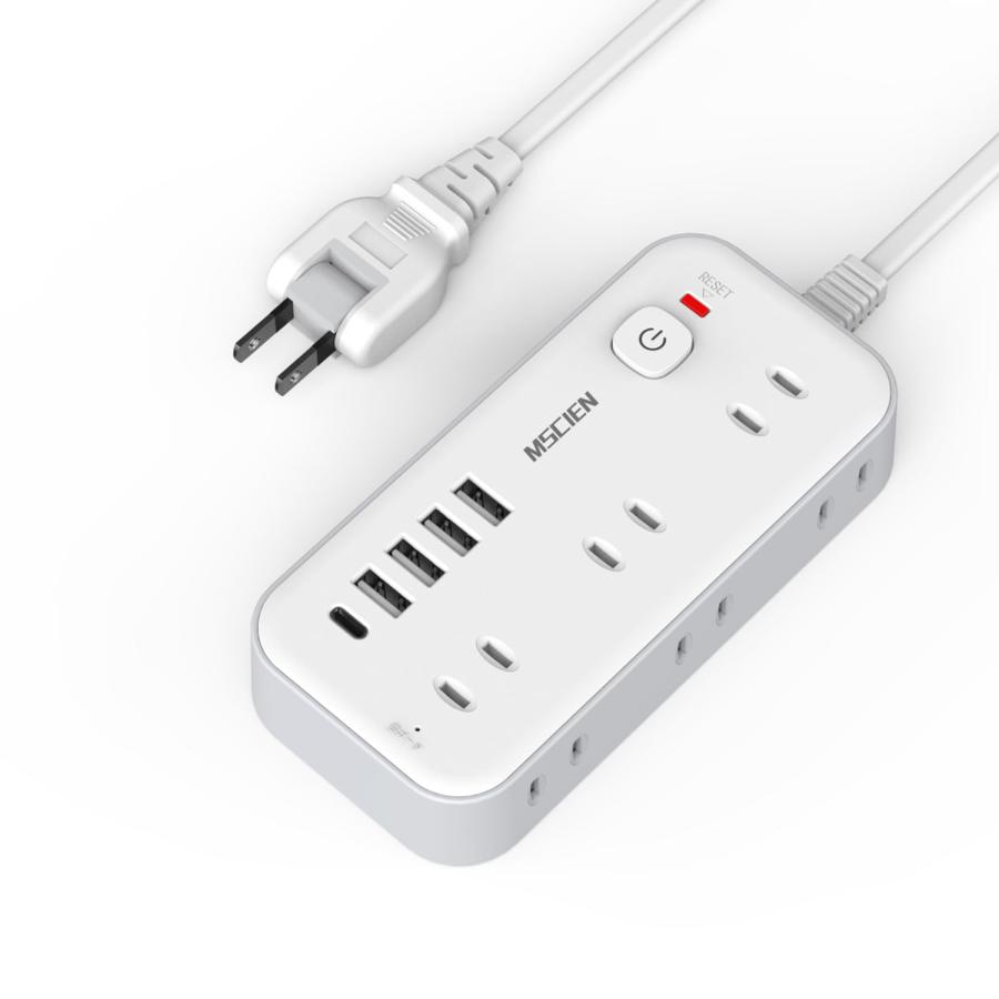 Mscien 電源タップ usb付き 延長コード 5m 6個口4 usb-a 1 usb-c