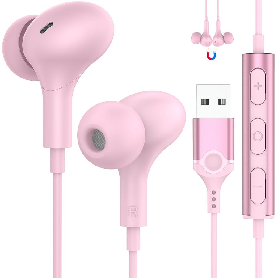 イヤフォン(パソコン用) USB イヤホン マイク付き パソコン用 有線イヤホン PC ヘッドセット