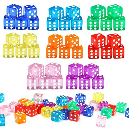 GWHOLEサイコロ ダイス 6面 40個 16mm trpg 直角 透明 8色（レッド