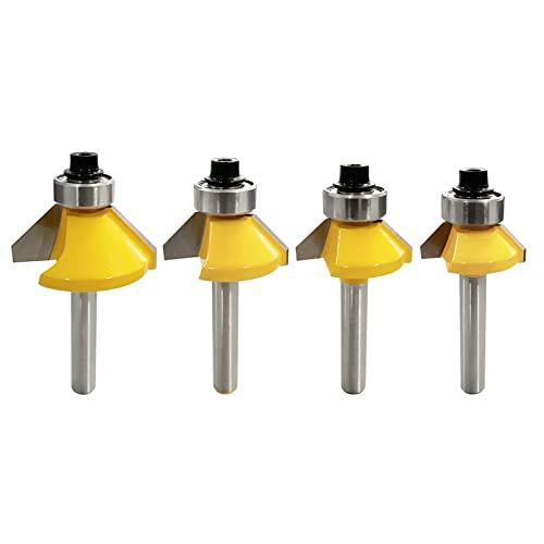 CSOOM 45度面取りビット 4本セット、6mmシャンク、超硬トリマー