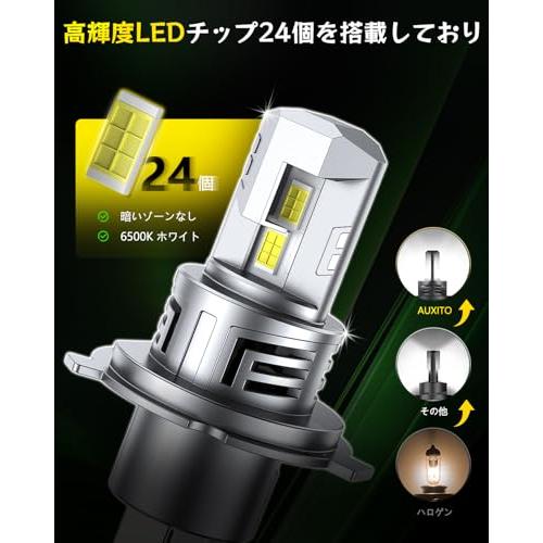 照明×２個 AUXITO H4 Lo/Hi LEDヘッドライト 高輝度 24個LEDチップ搭載 6倍明るさ