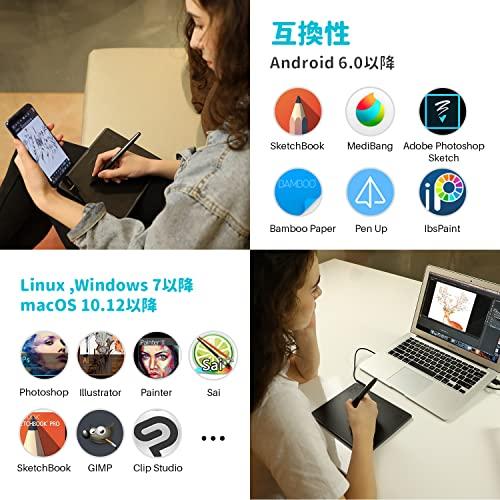 HUION ペンタブレット HS64 ペンタブ 板タブ スマホ対応 android対応