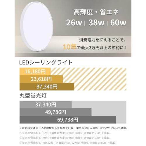 Coizabera」Led シーリングライト 8畳 10畳 38W 高輝度 4600lm 薄型