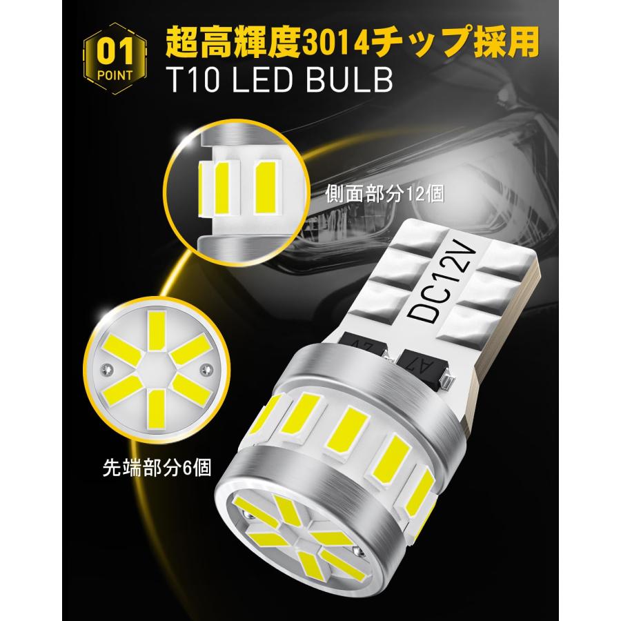 AUXITO T10 LED5倍明るさアップホワイト 爆光 LEDポジションランプ