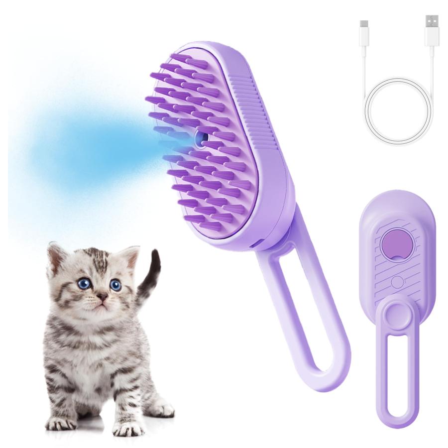 FINEHOWE 猫 ブラシ スチーム 蒸し猫ブラシ 毛取り 犬 ペット用