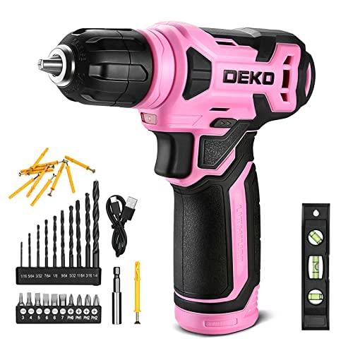 DEKO 8V 電動ドリル ドリルドライバー 9.5mm キーレスチャック 42点組