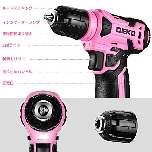 DEKO 8V 電動ドリル ドリルドライバー 9.5mm キーレスチャック 42点組