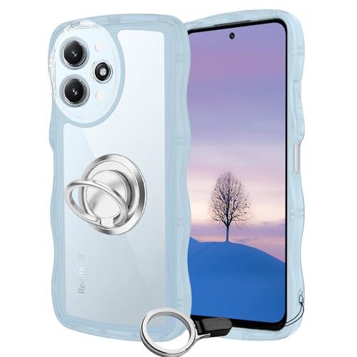 Xiaomi Redmi 12 5G ケース クリアブルー ウェーブ リング付き
