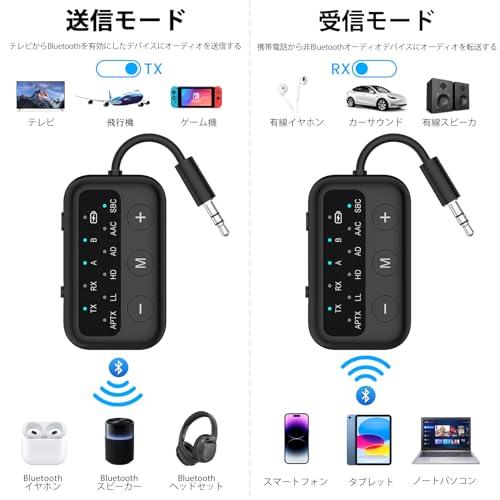 1Mii Bluetooth 5.3 トランスミッター＆ レシーバー、テレビ/航空機
