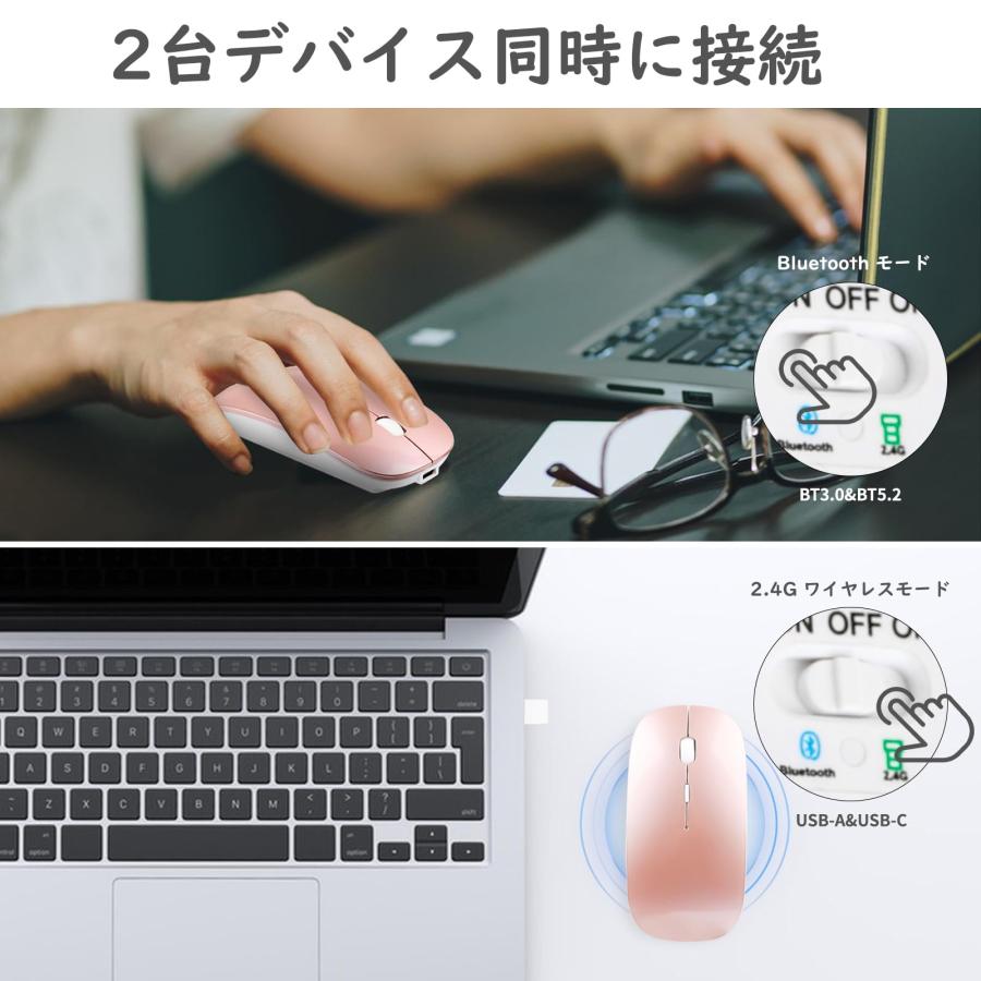 マウス Bluetooth Type-C充電式 ワイヤレスマウス 静音 充電式 マウス Bluetooth Type-C充電式 ワイヤレスマウス 静音 充電式