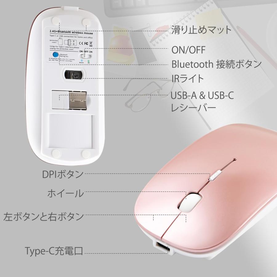 マウス Bluetooth Type-C充電式 ワイヤレスマウス 静音 充電式 マウス Bluetooth Type-C充電式 ワイヤレスマウス 静音 充電式