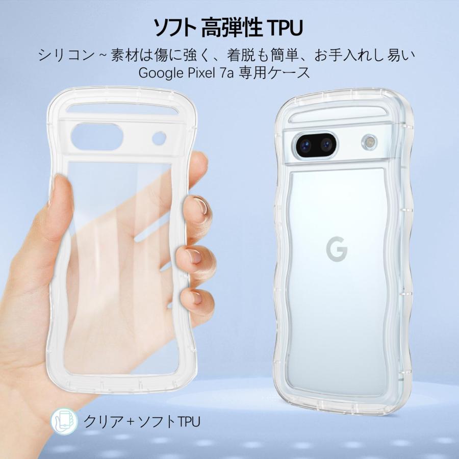GUAGUA Goole Pixel 7A ケース クリア ウェーブ ピクセル 7a ソフト