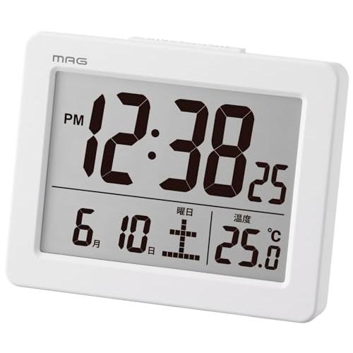 MAG(マグ) 目覚まし時計 置き時計 小型 小さい デジタル 温度計 カレンダー 電子音 アラーム スヌーズ ライト ホワイト ブリム T-7 の商品画像