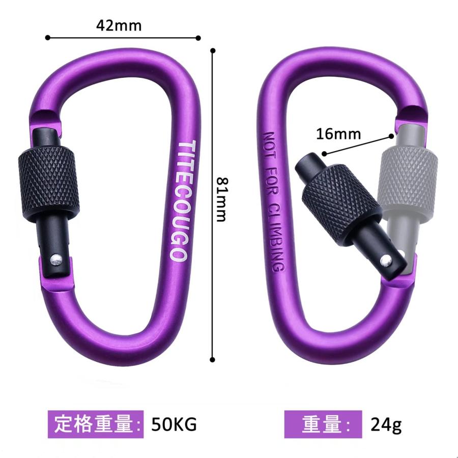 TITECOUGO アウトドア カラビナ 登山 おしゃれ Dフック 大型 頑丈