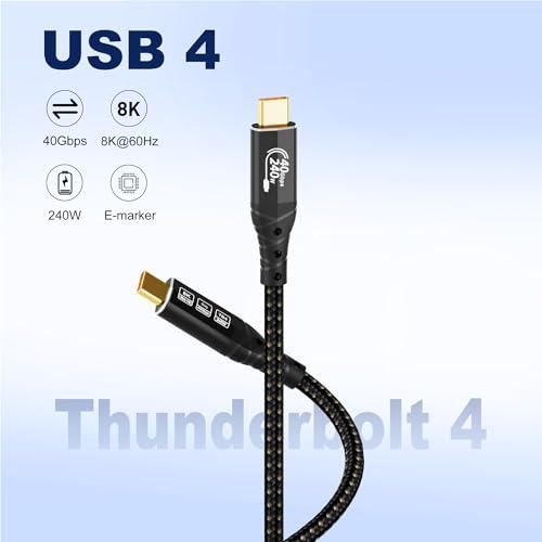 ZIKNYDO USB 4 Thunderbolt 4ケーブル 0.5m、40Gbpsデータ同期、8K/4K