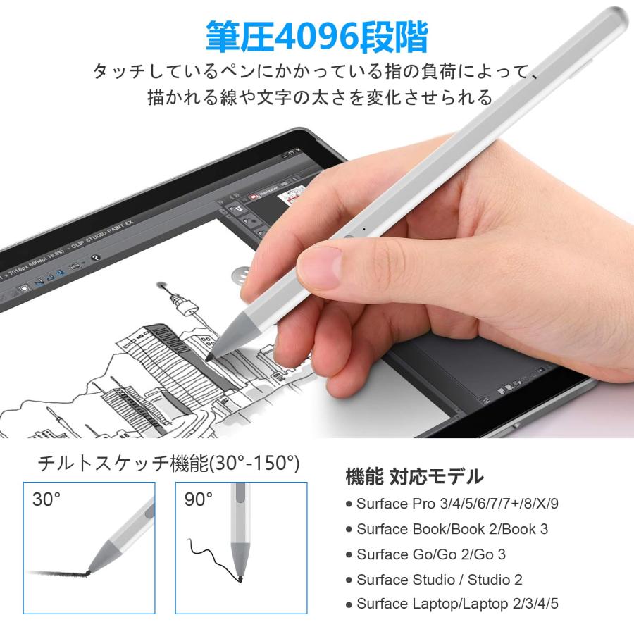Surface用タッチペン 4096段階筆圧 パームリジェクション機能 磁気吸着 傾き検知対応 消しゴム 右クリック機能対応 自動オフ USB- : アールツー - 通販 - Yahoo!ショッピング Surface用タッチペン 4096段階筆圧 パームリジェクション機能 磁気吸着 傾き検知対応 消しゴム 右クリック機能対応 自動オフ USB- : アールツー - 通販 - Yahoo!ショッピング