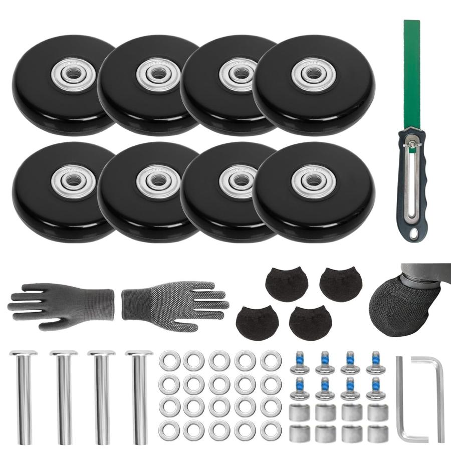 スーツケース キャスター ダブル 用 8個セット 60mm ゴム 車輪幅14mm