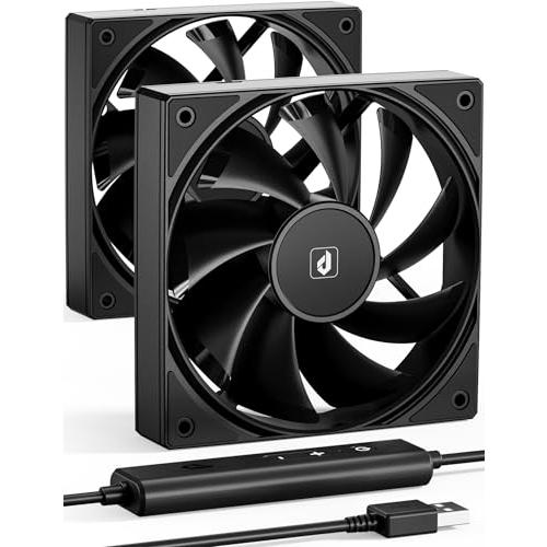 upHere USB冷却ファン 12cm 静音 強力 2連 5V USB換気扇 ミニファン