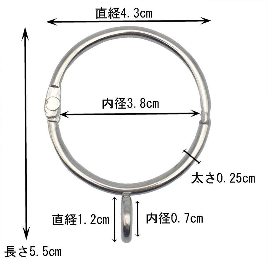 カーテンリング シャワーカーテンリング 内径38mm シルバー　10個セット シャワーカーテンリング スライドリング 開口設計 カーテンリング