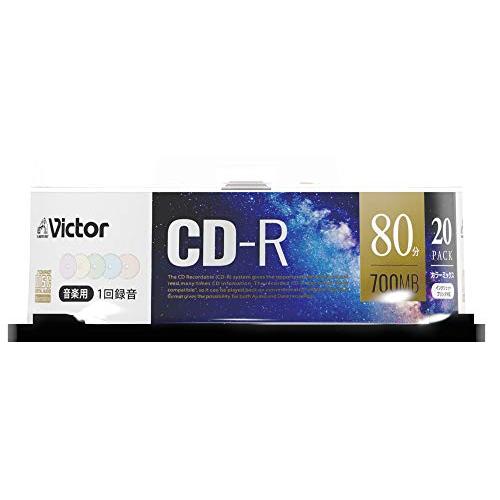 ビクター Victor 音楽用 CD-R 80分 20枚 カラーMIXプリンタブル 