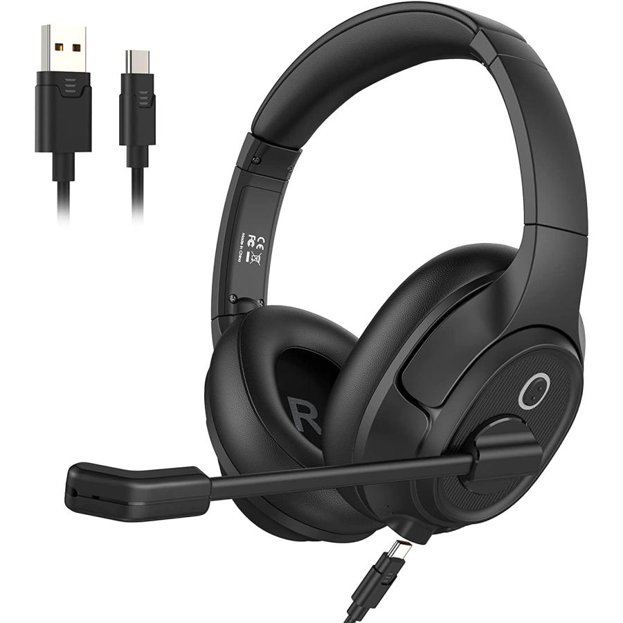EKSA H2 ヘッドセット USB有線接続 通話ノイズリダクション マイク搭載