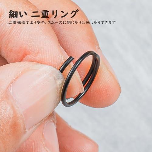 TIMULTI チタン キーリング 黒 キーホルダー リング 丸型 カラビナ