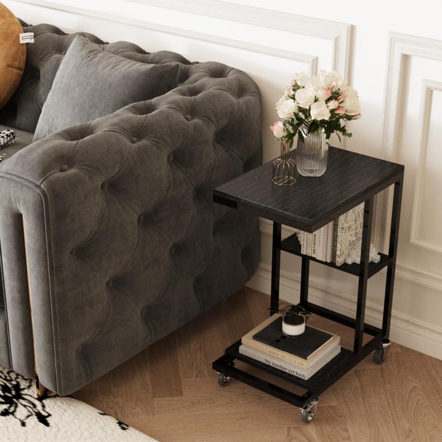 ZXD サイドテーブル キャスター付きコの字型デザイン ベッド リビング