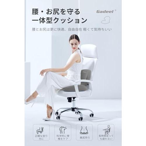 Gadeel 低反発 腰痛 クッション 座布団 一体型 ランバーサポート 