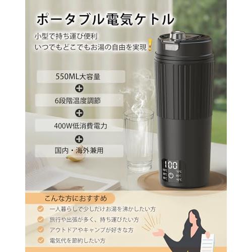 Aliliy 電気ケトル ポータブル トラベルケトル 550ml大容量 海外対応 6