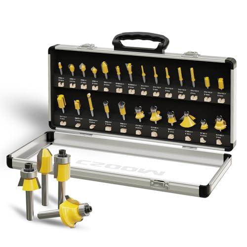 CSOOM 25本セット木工トリマービットセット、超硬ルーターセット木材