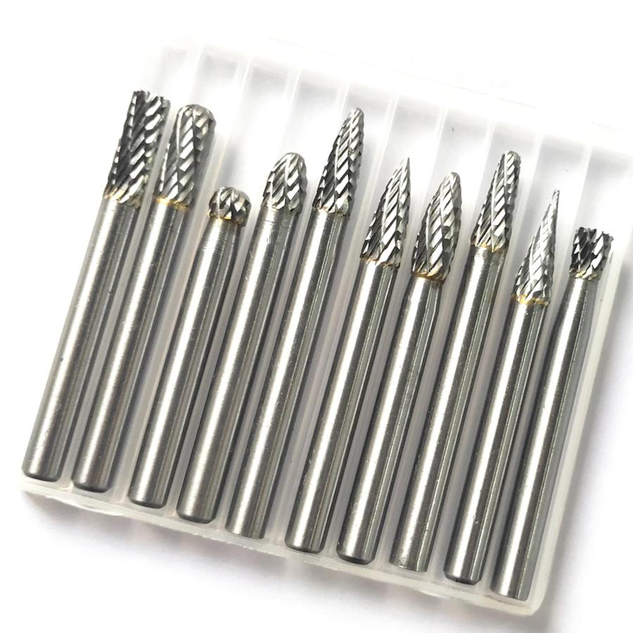 YFFSFDC 超硬バー リューター ビット 10種類 10本セットタングステン製 リューター ビット 超硬ドリルビット 6mm 軸 刃幅6mm の商品画像