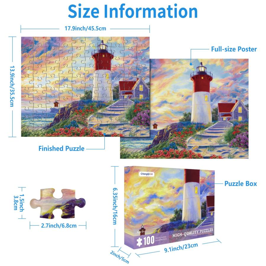 CHengQiSM 100ピース ジグソーパズル ラージピース 灯塔 パズル 絵画