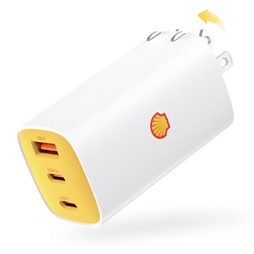 Shell 充電器 65W Type-C 3ポート 急速充電器 GaNIII技術 折りたたみ式