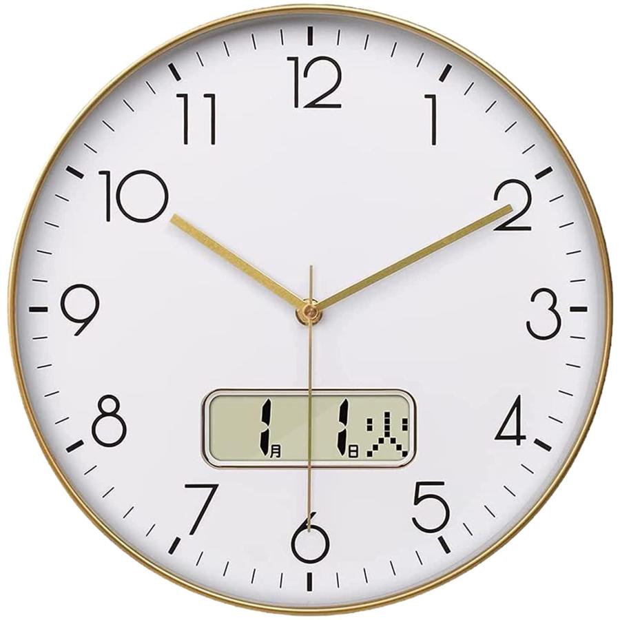 Nbdeal 掛け時計 アナログ おしゃれ 静音 日付 曜日表示 直径30cm