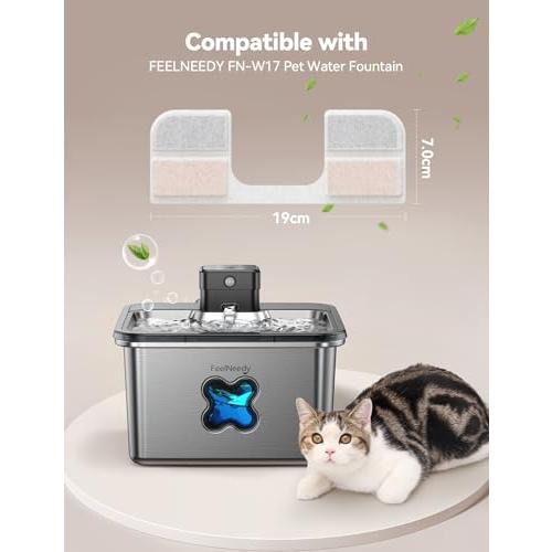 FEELNEEDY 猫 給水器 コードレス 用フィルター 6個+スポンジ6個 型番FN