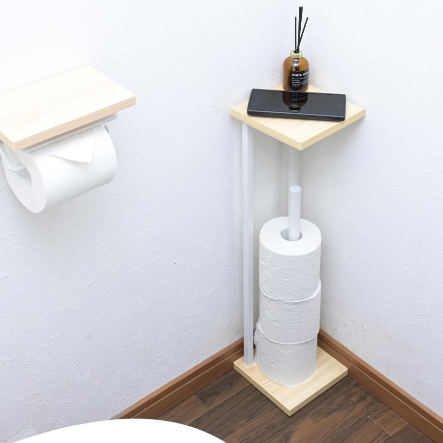 山善] ラック トイレットペーパー スタンド トイレ 収納 スリム 棚付き