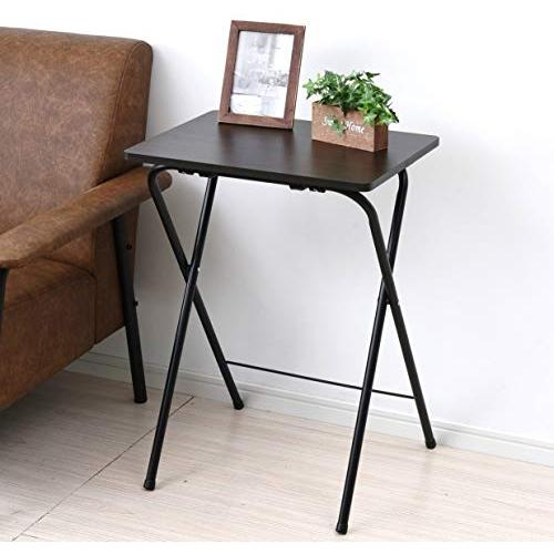 山善] テーブル ミニ 折りたたみ サイドテーブル 幅50×奥行48×高さ70cm