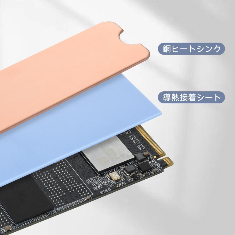 ELUTENG M.2 SSD ヒートシンク 銅 薄型 導熱接着シート付き 4個セット
