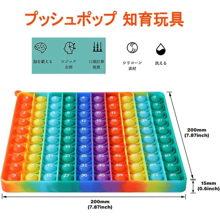 スクイーズ玩具 (掛け算九九 たしざん 両面印刷)プッシュポップ 知育