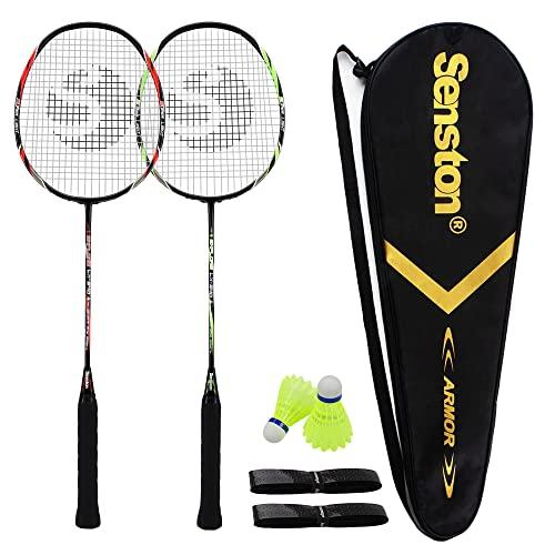 Senston 2本組みバドミントンラケットセットカーボンファイバー