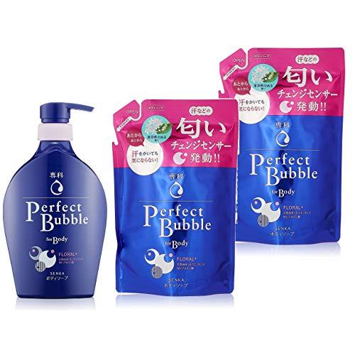 専科 SENKA パーフェクトバブル フォーボディ フローラルプラス ボディソープ 本体 500mL +つめかえ用 350mL×2個 セット 汗