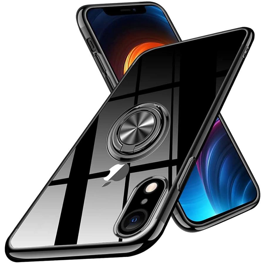 iPhoneXR ケース リング付き クリア iPhone XR カバー リング 透明 耐