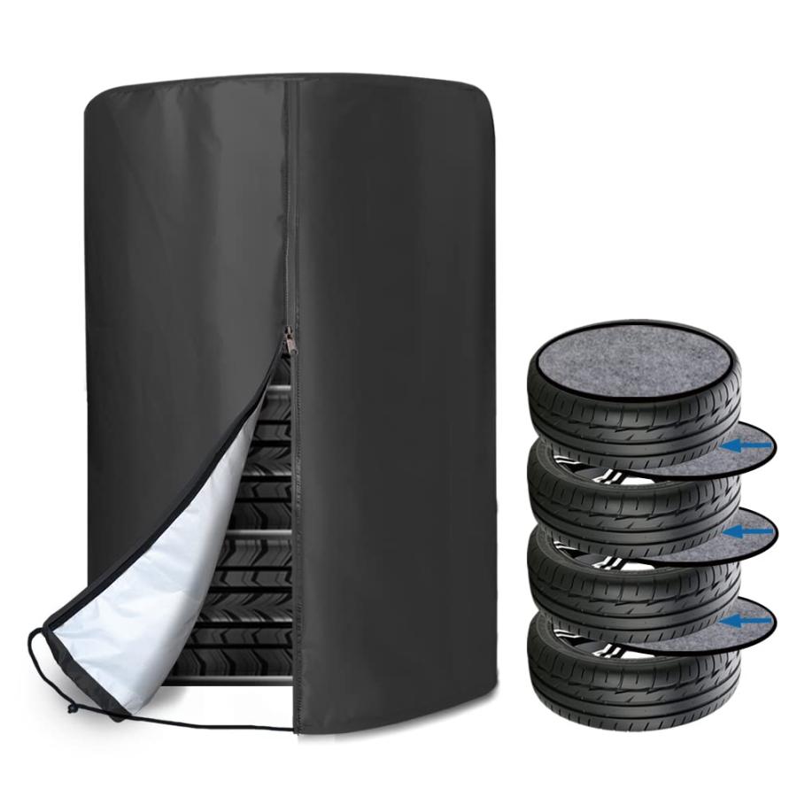 ZATOOTO タイヤカバー 軽自動車用 屋外 フェルトパッド4枚付き 幅65×高