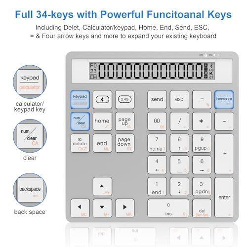 テンキー Bluetooth / 2.4Gワイヤレス 数字 キーボード 電卓超薄型