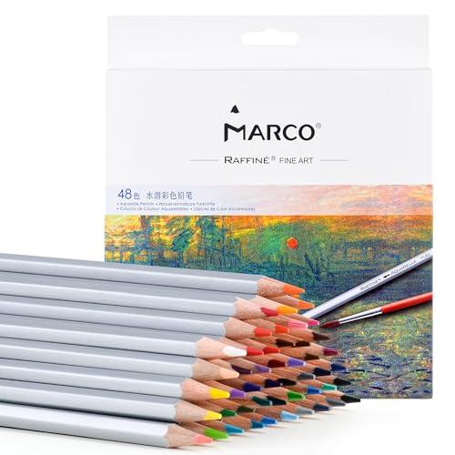 Marco色鉛筆水彩 48色水溶性 子供と大人の塗り絵 水彩鉛筆セット毛筆が