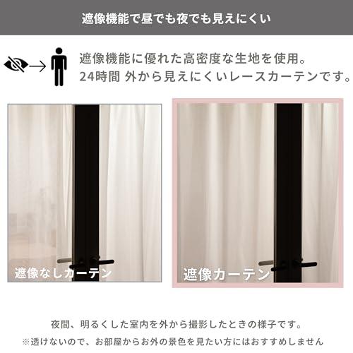 RDJSHOP 屋外ホワイトカーテン 213x213cm ３枚(1枚から販売可) カーテン研究所≪遮熱・保温・遮像プレーンレース ホワイト≫ 幅100cm