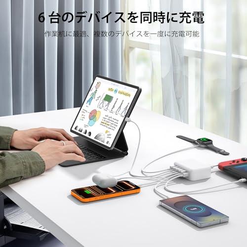 合計60W USB C充電器 6ポート iPhone 17 充電器 15W ACアダプター