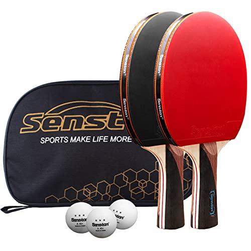 Senston 卓球セット 卓球ラケット 2本、ポータブルバッグ1個